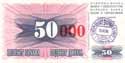 Bosnia and Herzegovina, 50.000 dinars, overprint