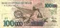 Brasil, 100 cruzeiro-reais on 100.000 cruzeiros, stamped, P238
